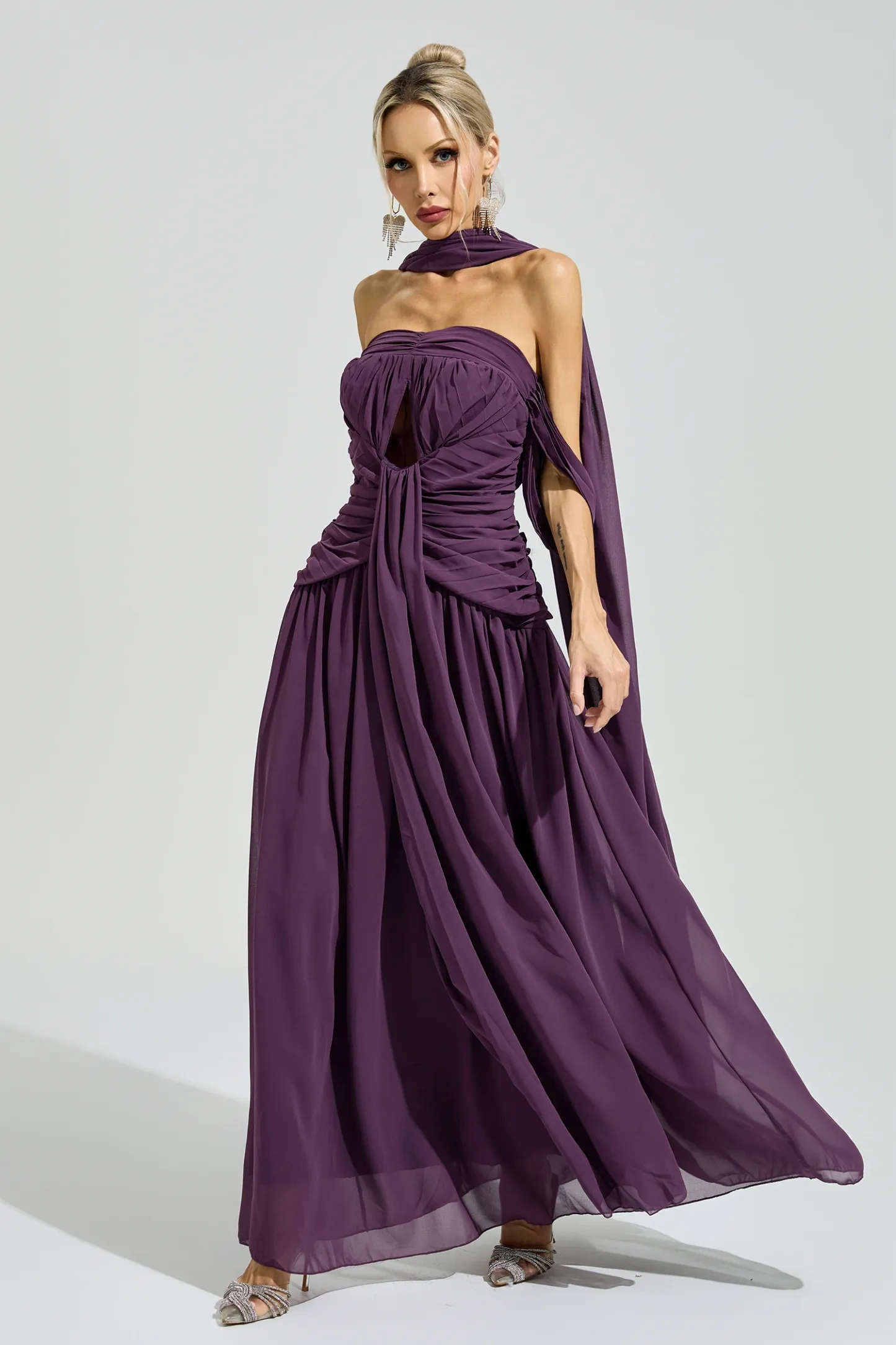 Horkheimer Purple Halter Neck Dress