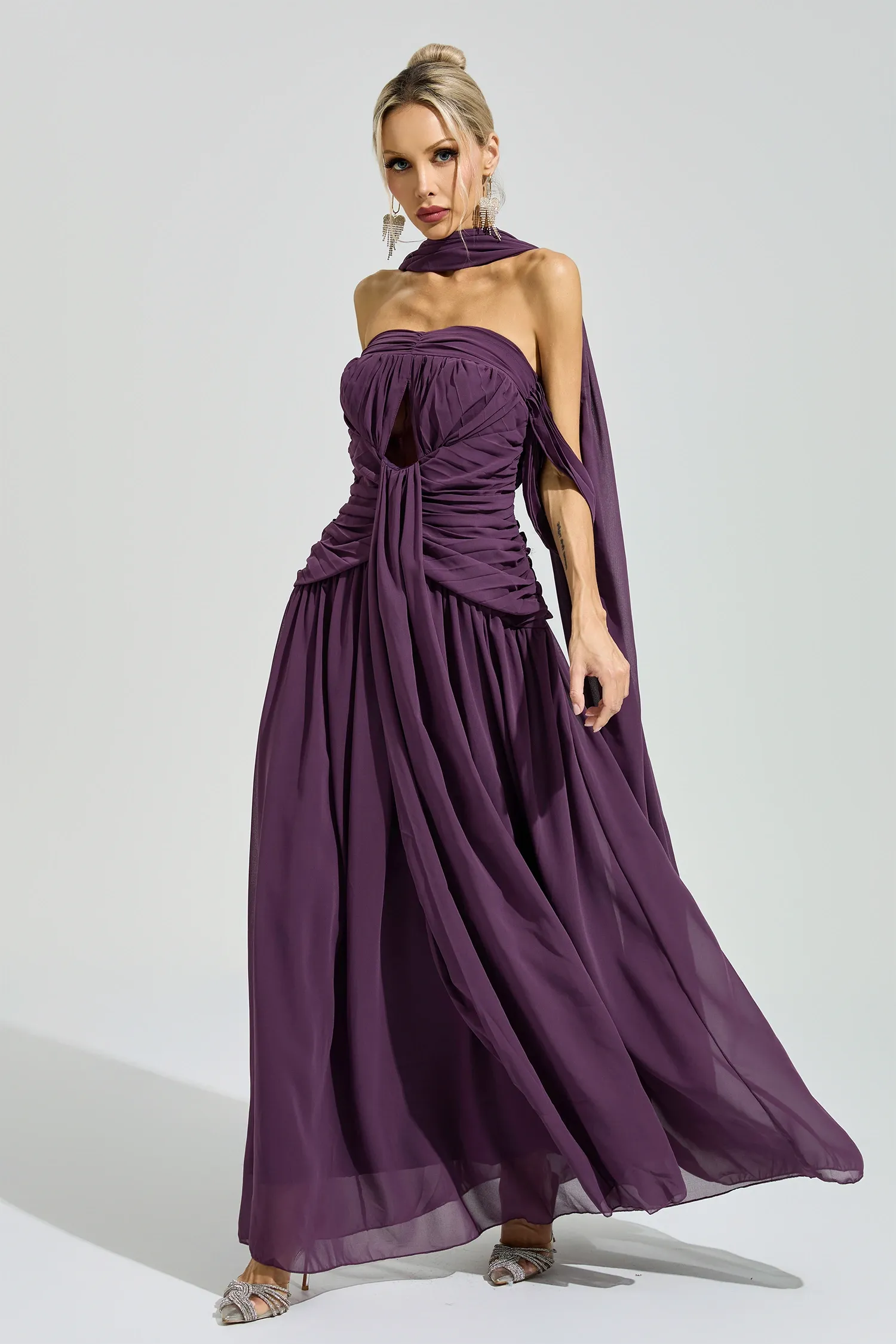 Horkheimer Purple Halter Neck Dress