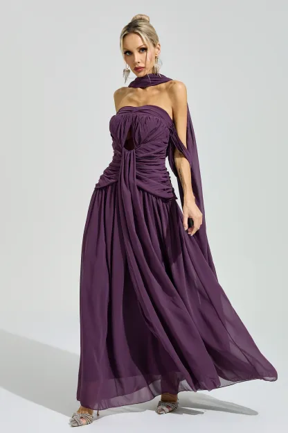 Horkheimer Purple Halter Neck Dress