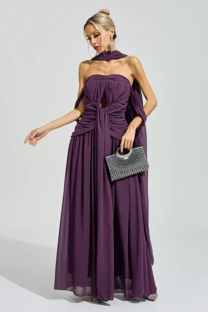 Horkheimer Purple Halter Neck Dress