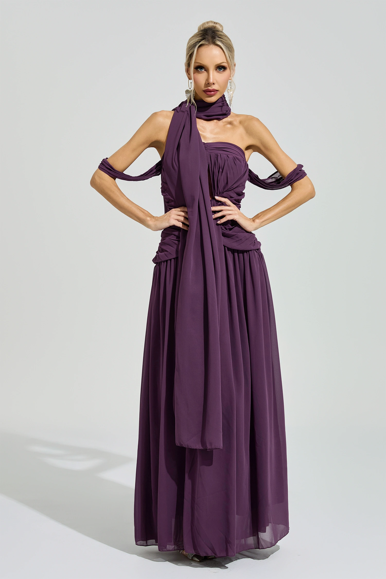 Horkheimer Purple Halter Neck Dress