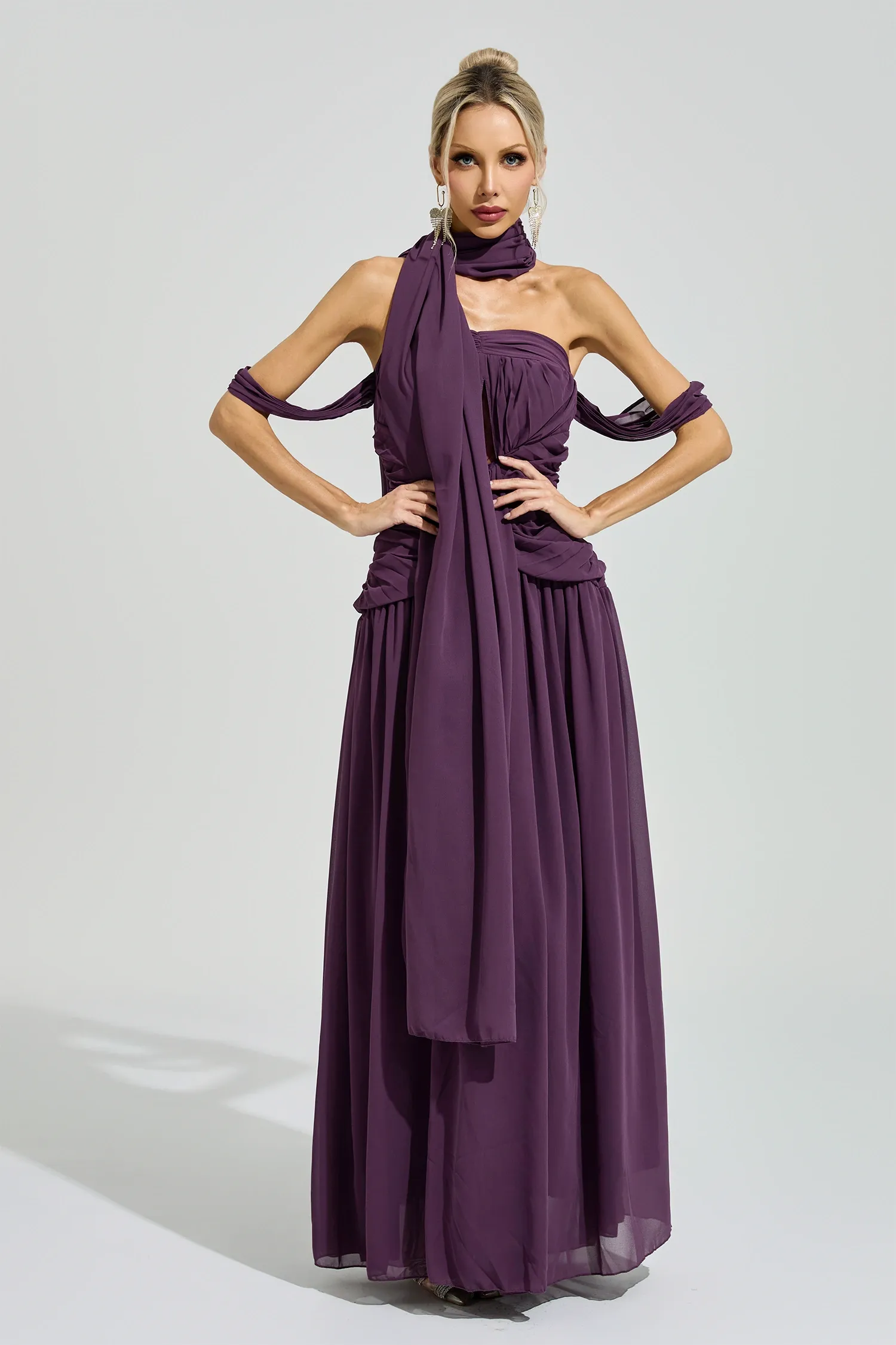 Horkheimer Purple Halter Neck Dress