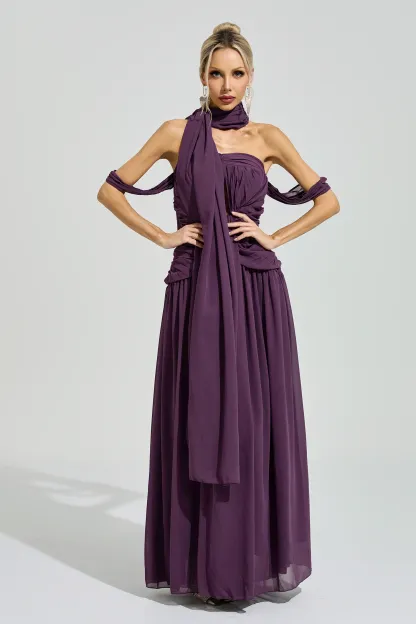 Horkheimer Purple Halter Neck Dress