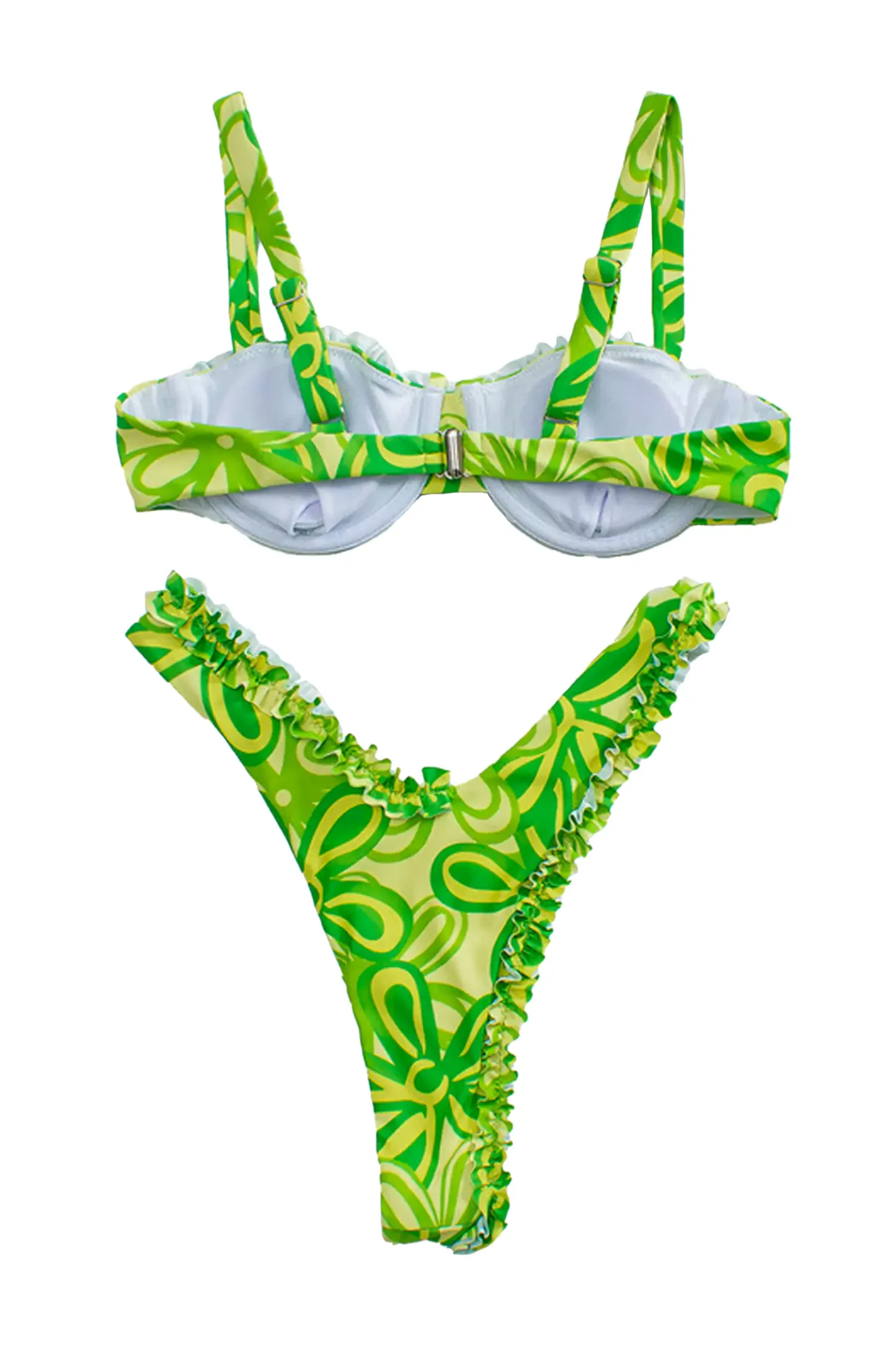 Grote Green Ruched Printed Bikini