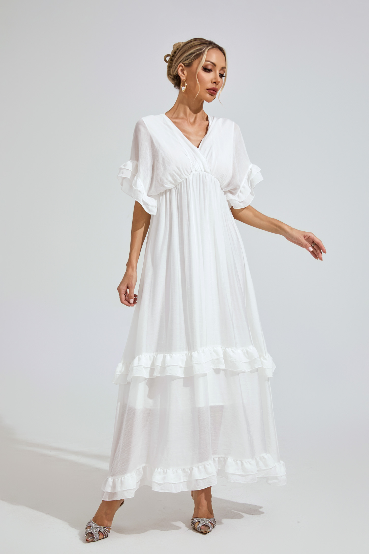 Taylor White A-line Skater Dress
