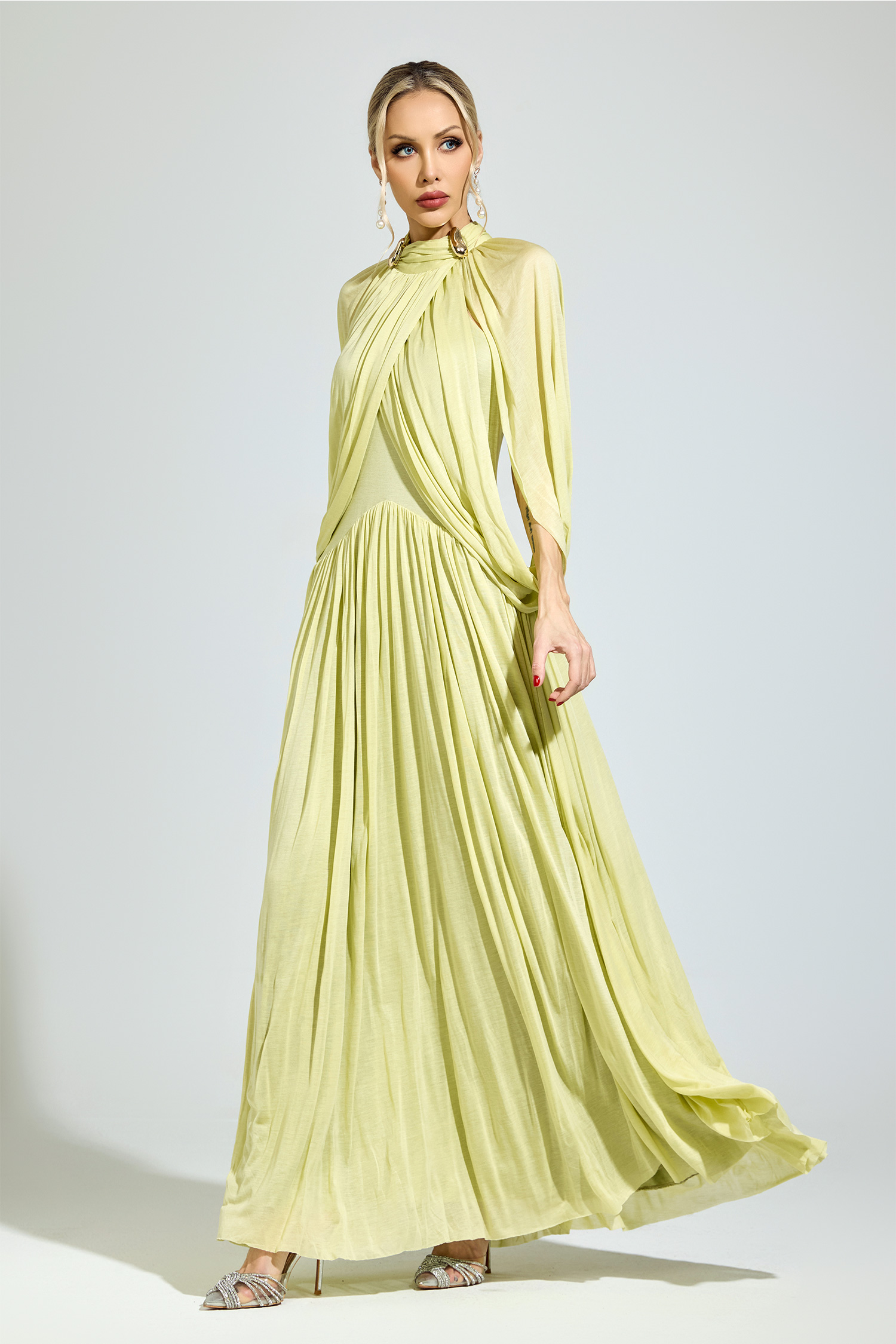 Luhmann​ Green Pleated Sweater Dress