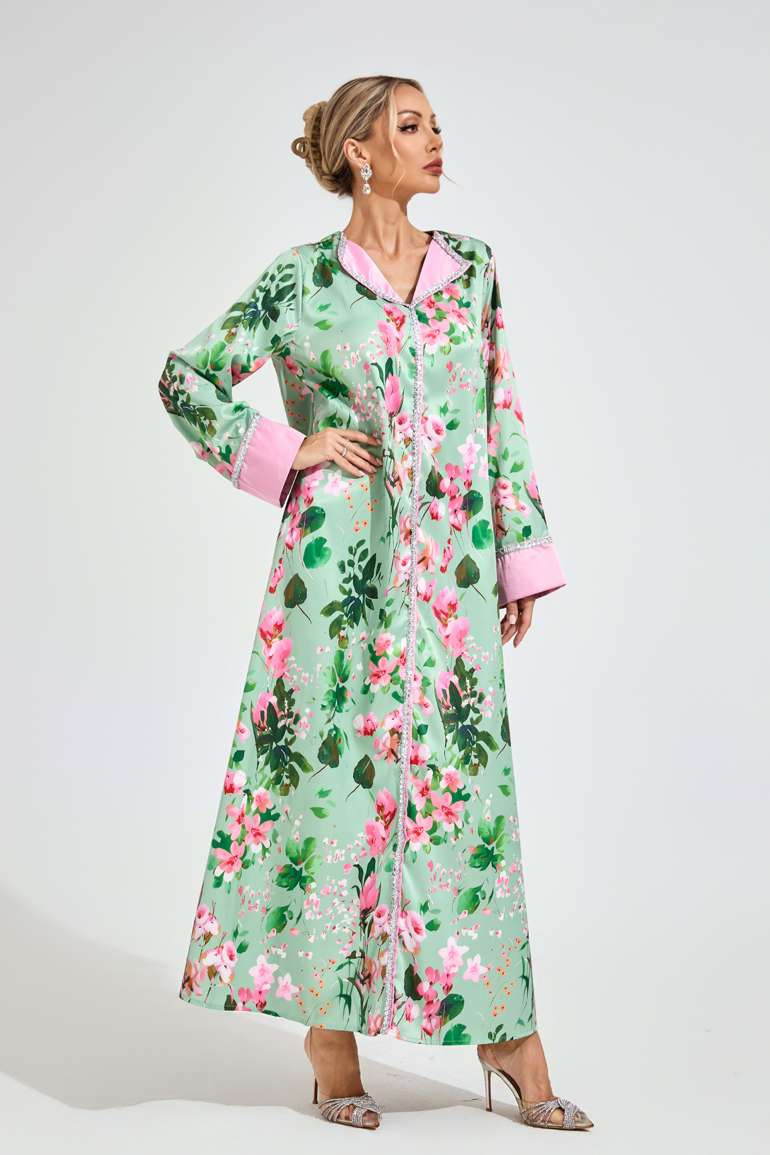 Keller Mint Green A-line  Print Floral Dress