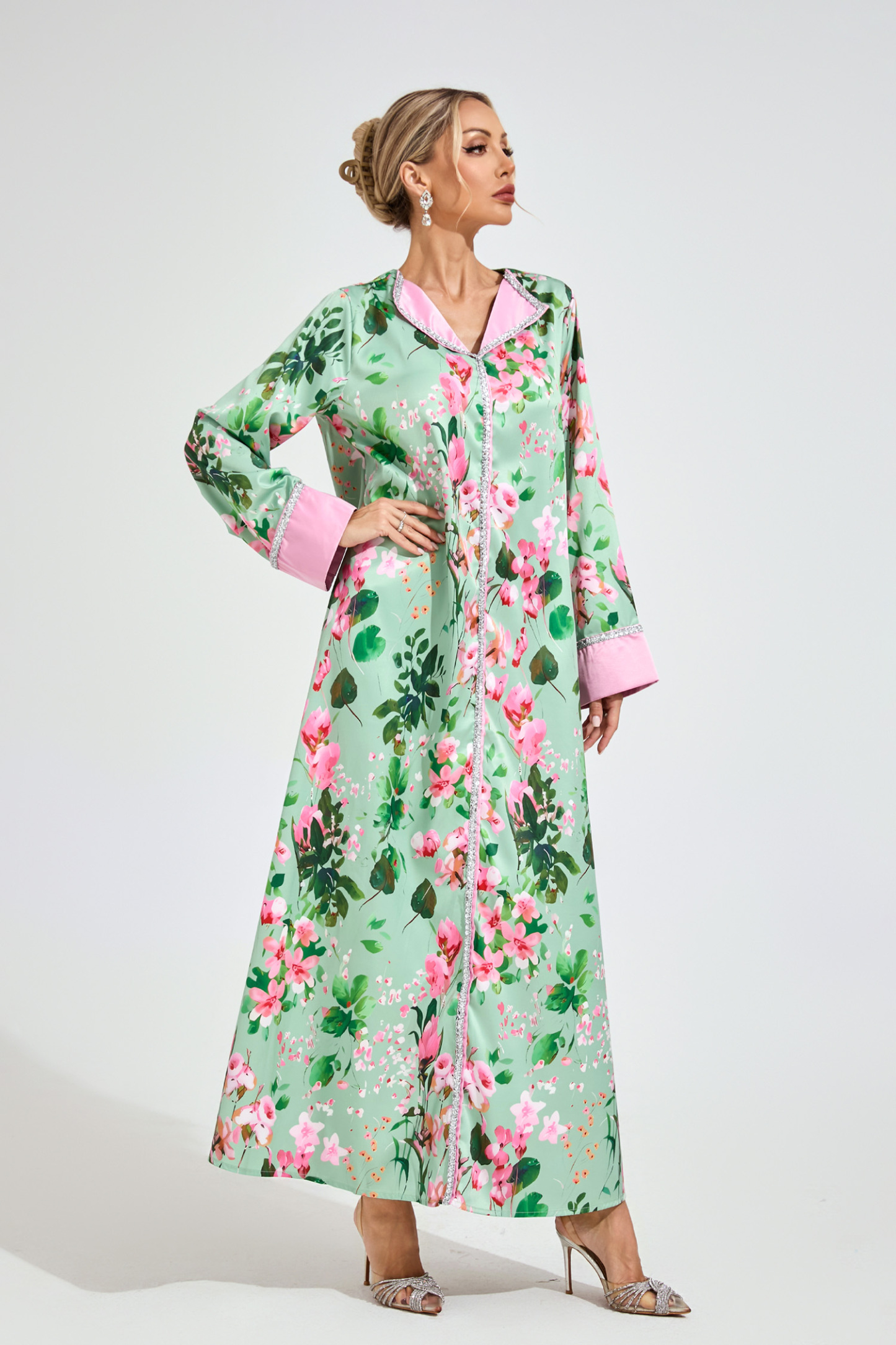 Keller Mint Green A-line  Print Floral Dress