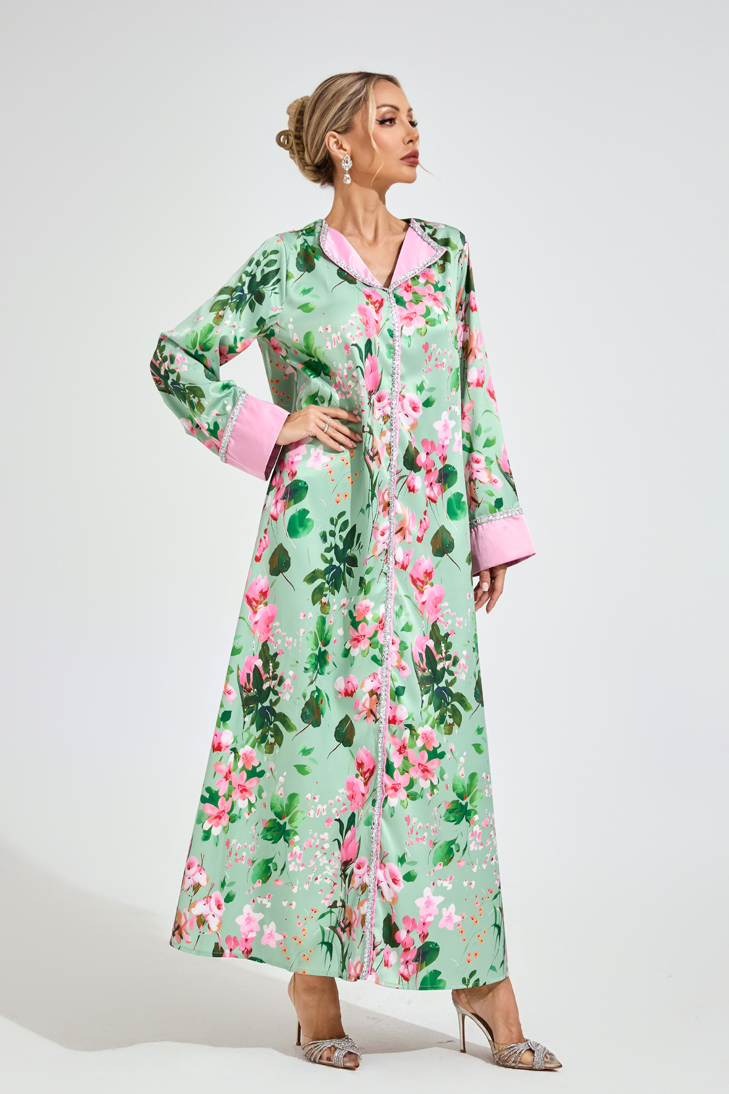 Keller Mint Green A-line  Print Floral Dress