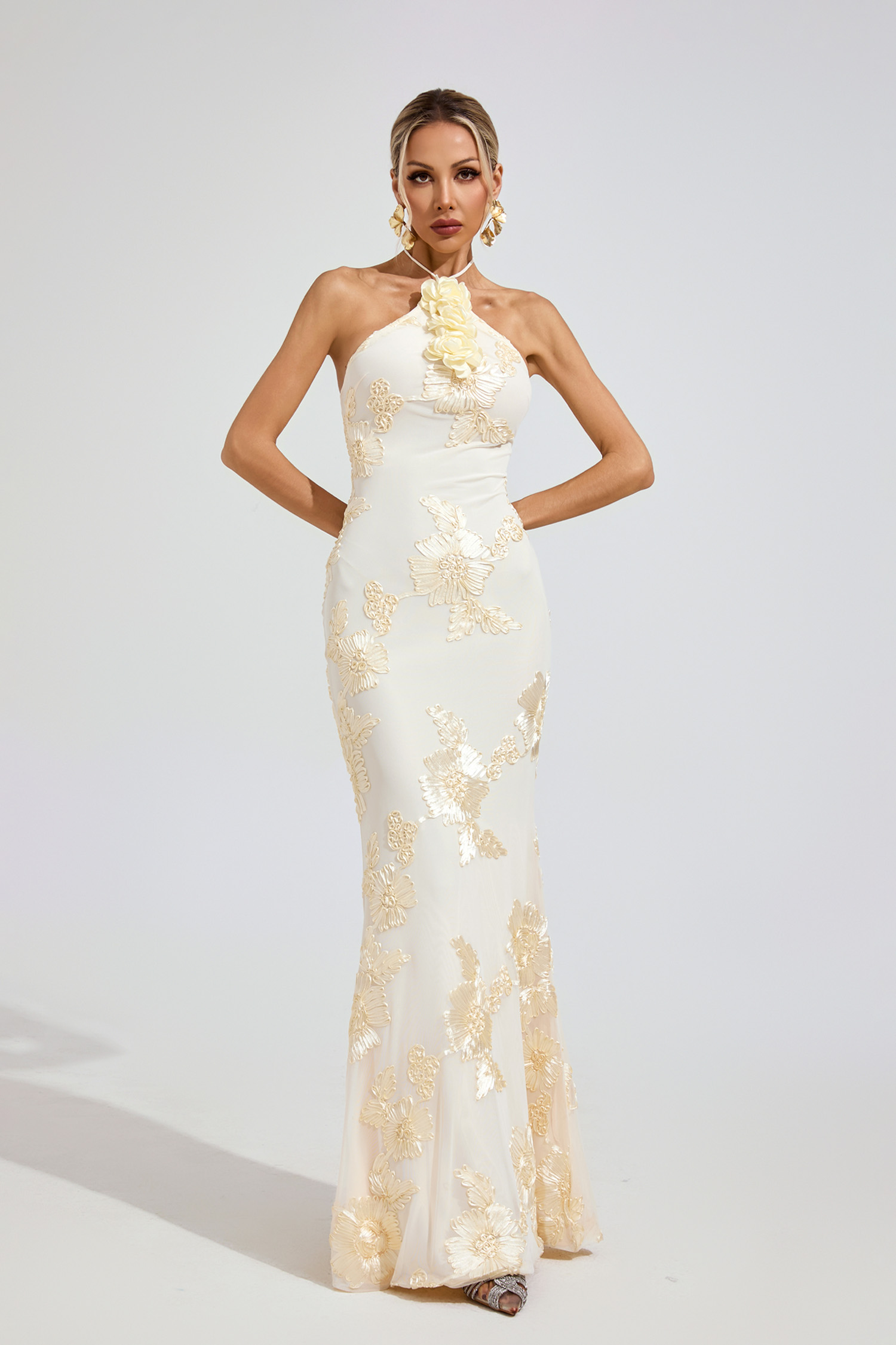 Larson Raw White STRAPLESS Maxi Dress
