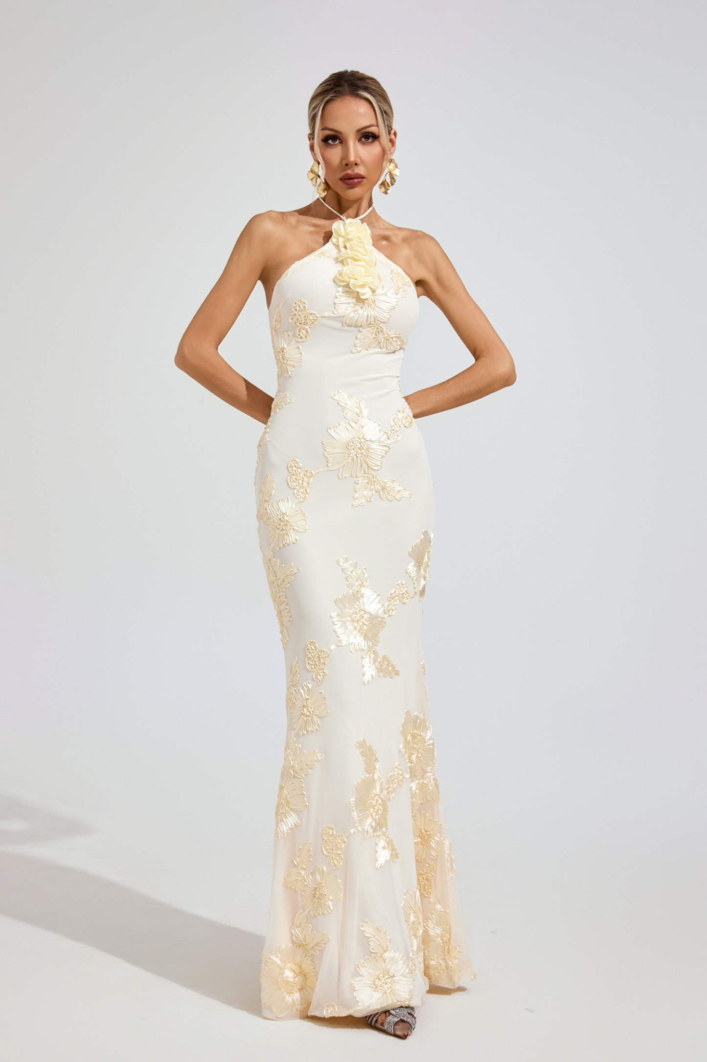 Larson Raw White STRAPLESS Maxi Dress