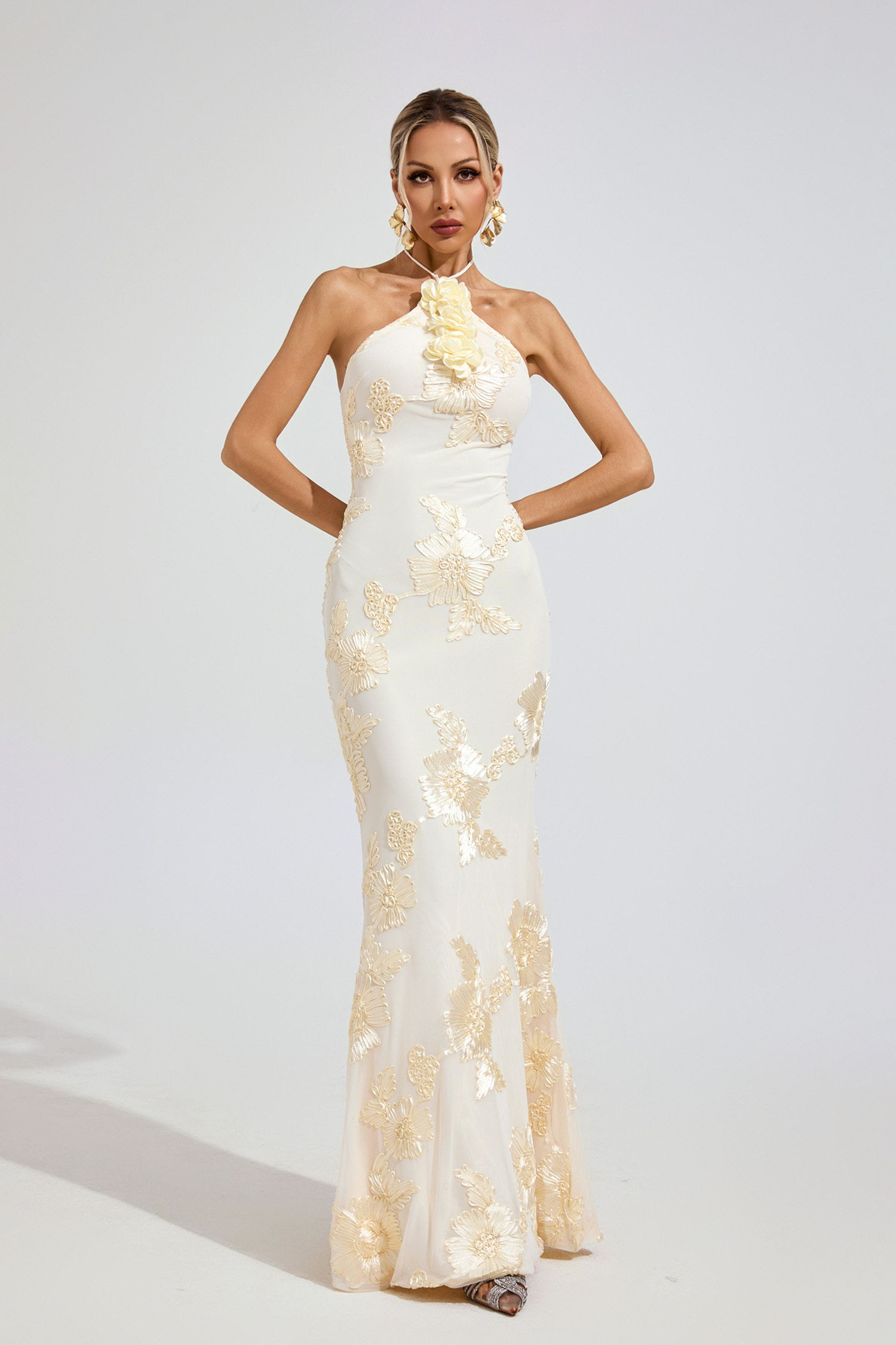 Larson Raw White STRAPLESS Maxi Dress