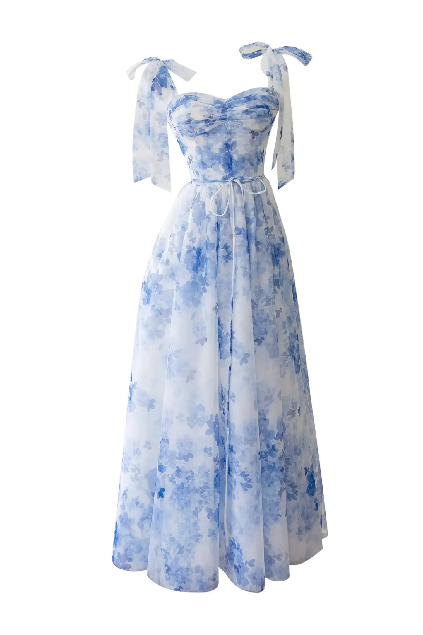 Zenobia Blue Flower Pinted Slip Dress