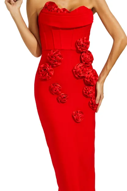 Joan Red Rose Off Shoulder Dress