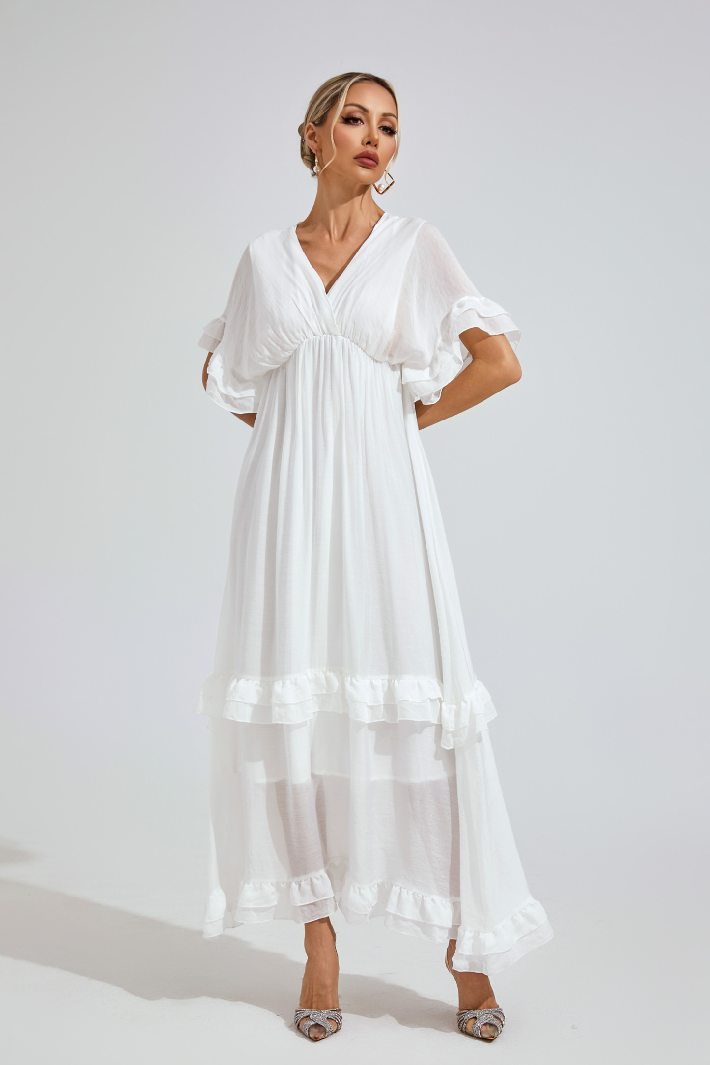 Taylor White A-line Skater Dress