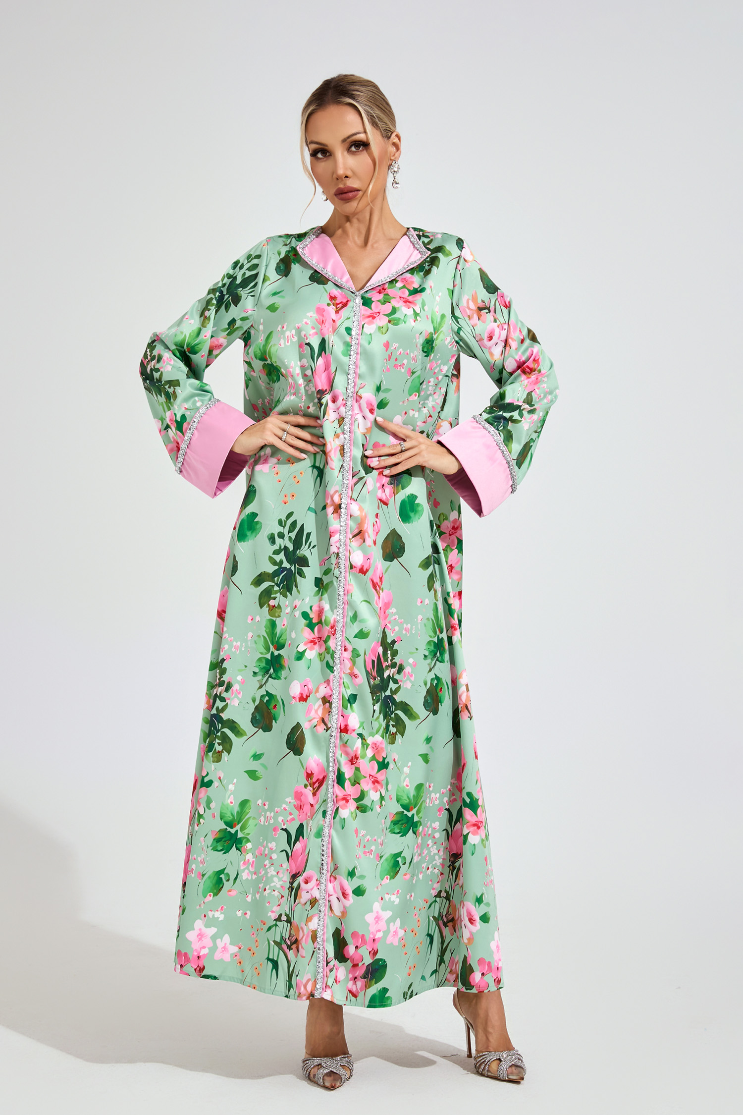 Keller Mint Green A-line  Print Floral Dress