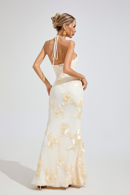Larson Raw White STRAPLESS Maxi Dress