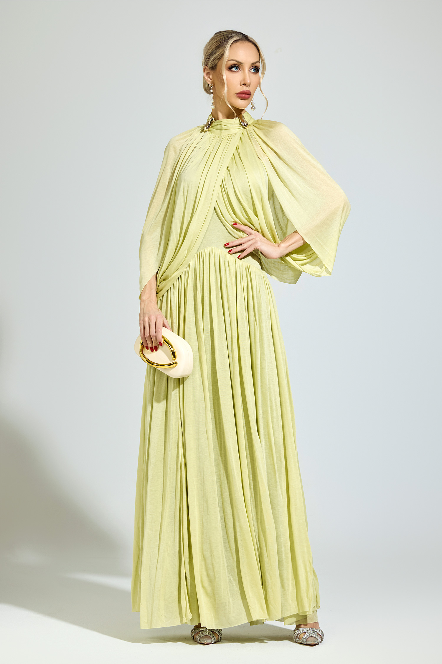 Luhmann​ Green Pleated Sweater Dress