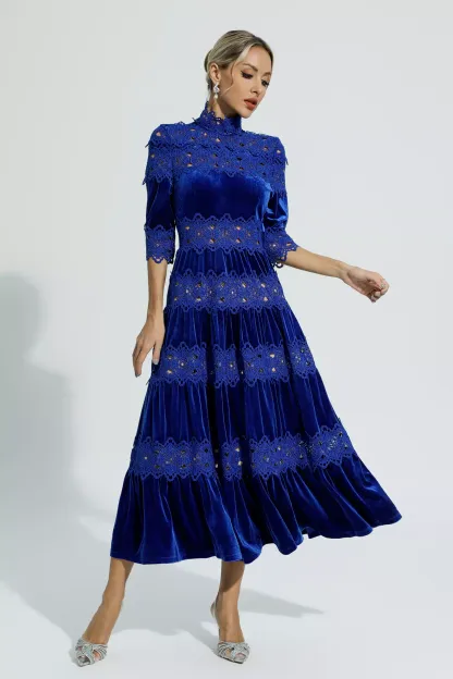 Eliot Blue Cut Out Long Sleeve Dress