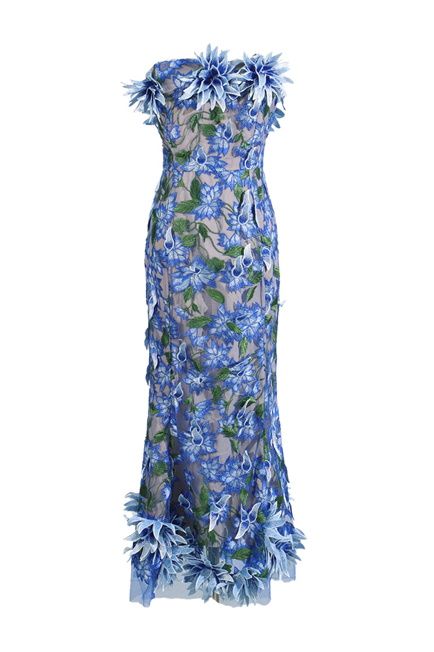 Barry Blue Flower Off Shoulder Dress
