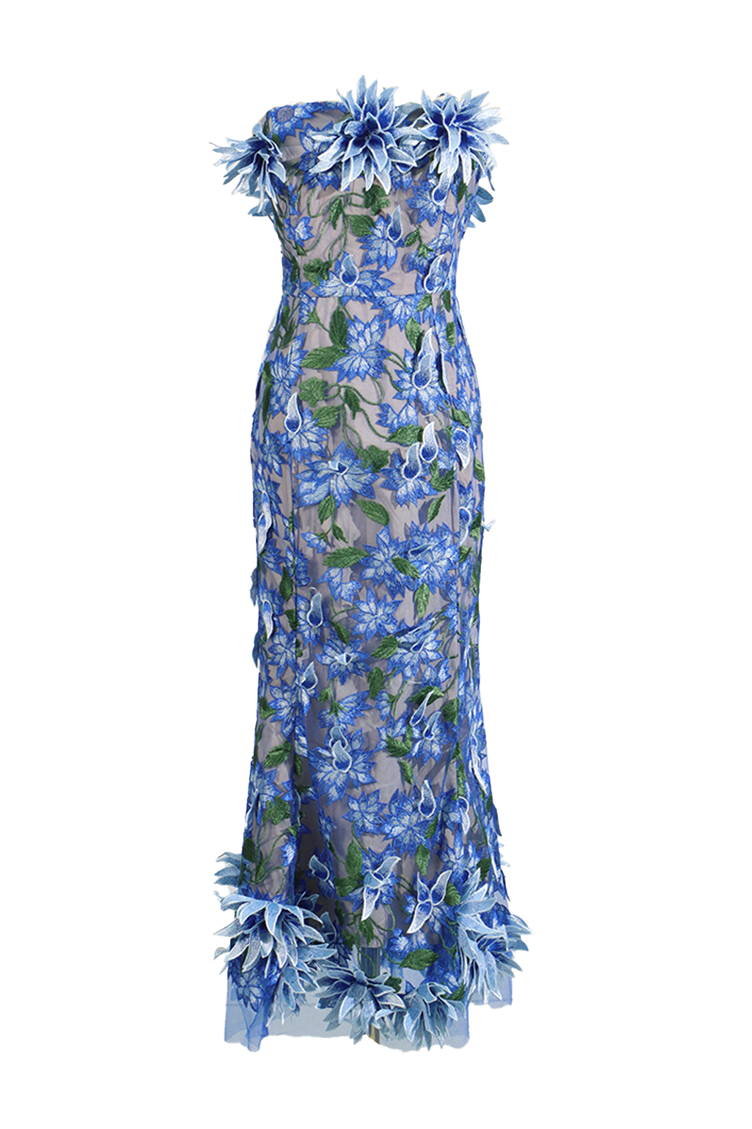 Barry Blue Flower Off Shoulder Dress
