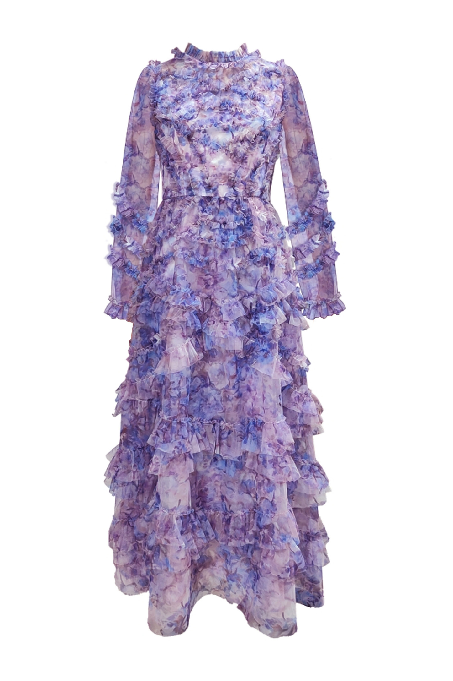 Malan Purple Floral Long Sleeve Dress