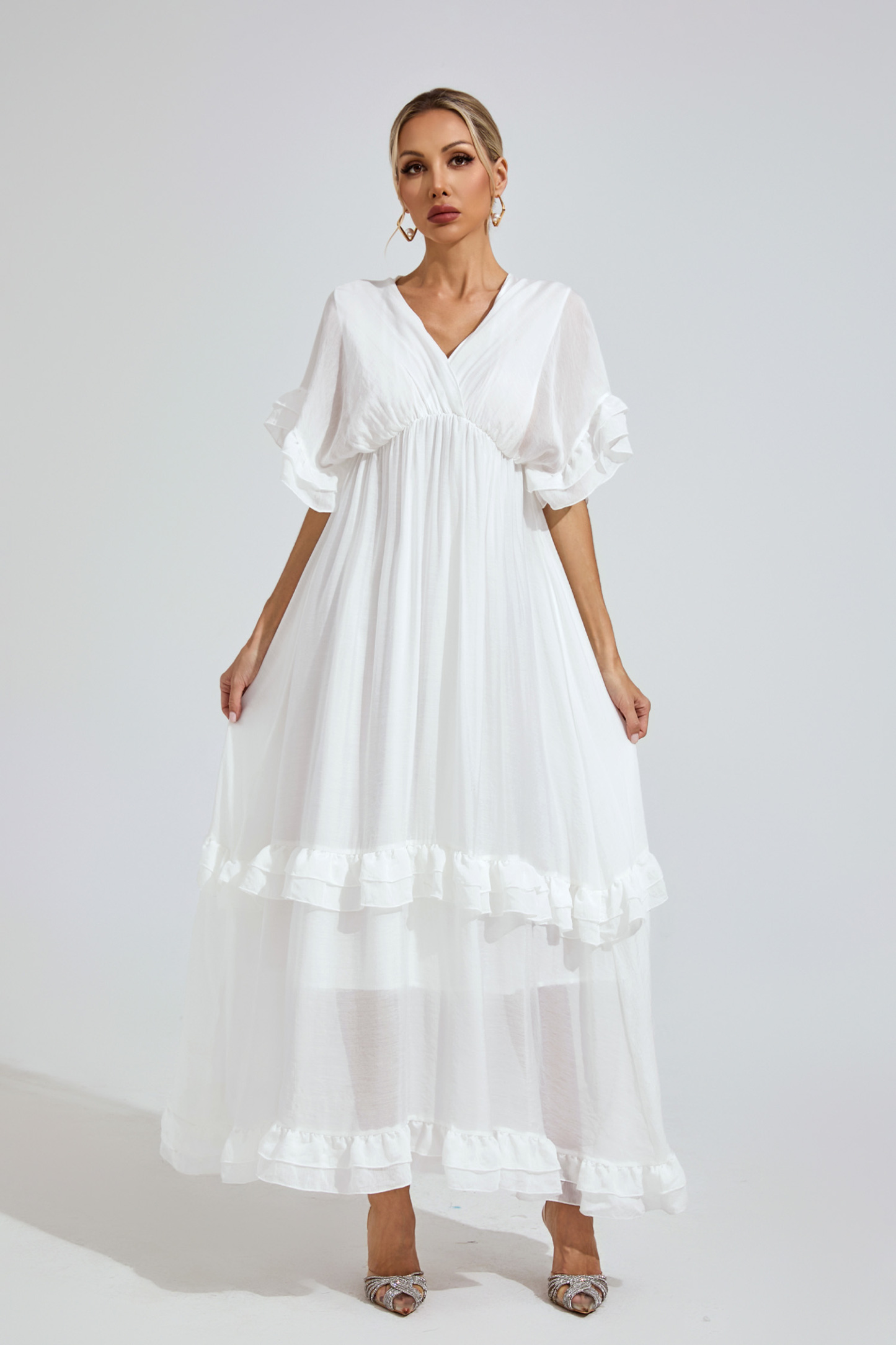 Taylor White A-line Skater Dress