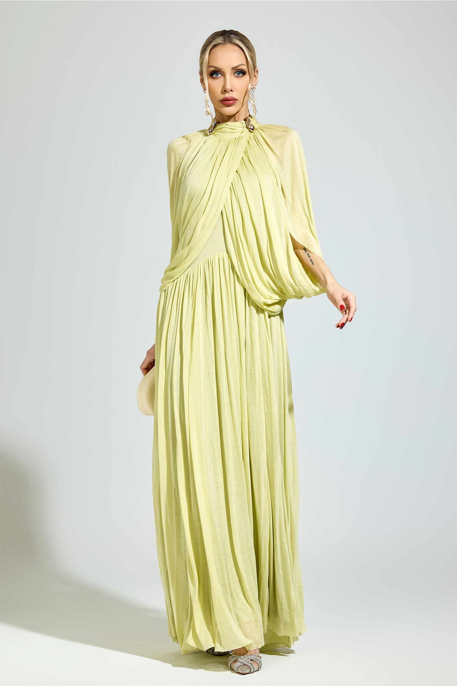 Luhmann​ Green Pleated Sweater Dress