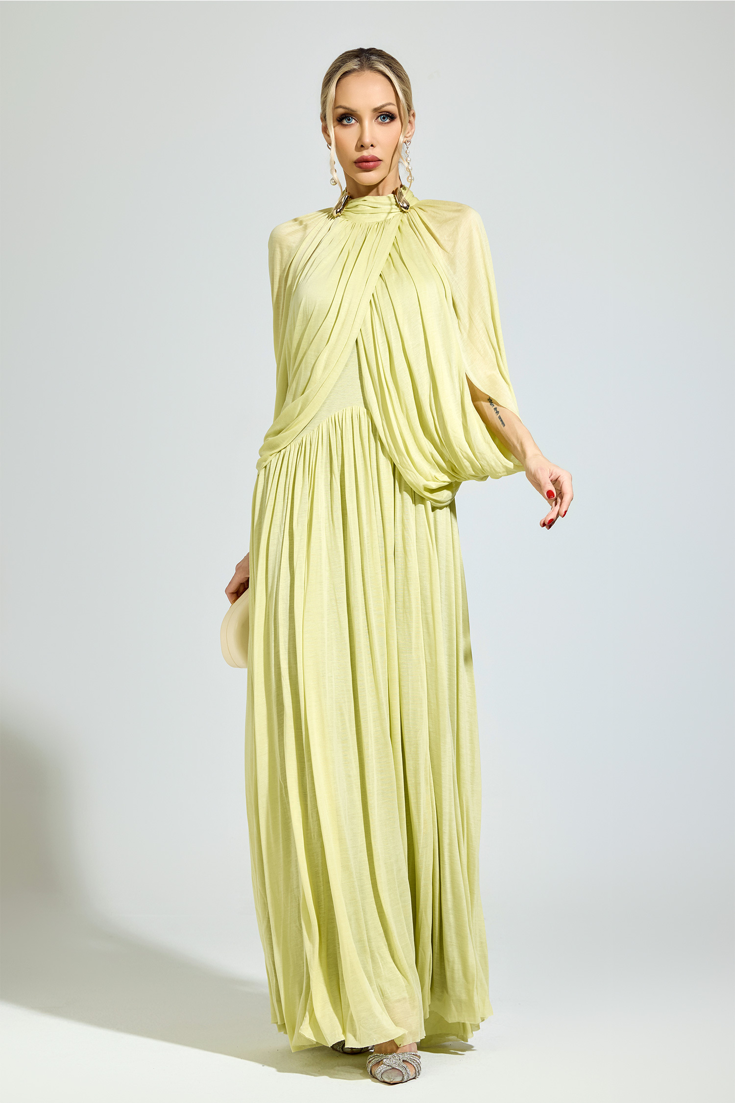 Luhmann​ Green Pleated Sweater Dress