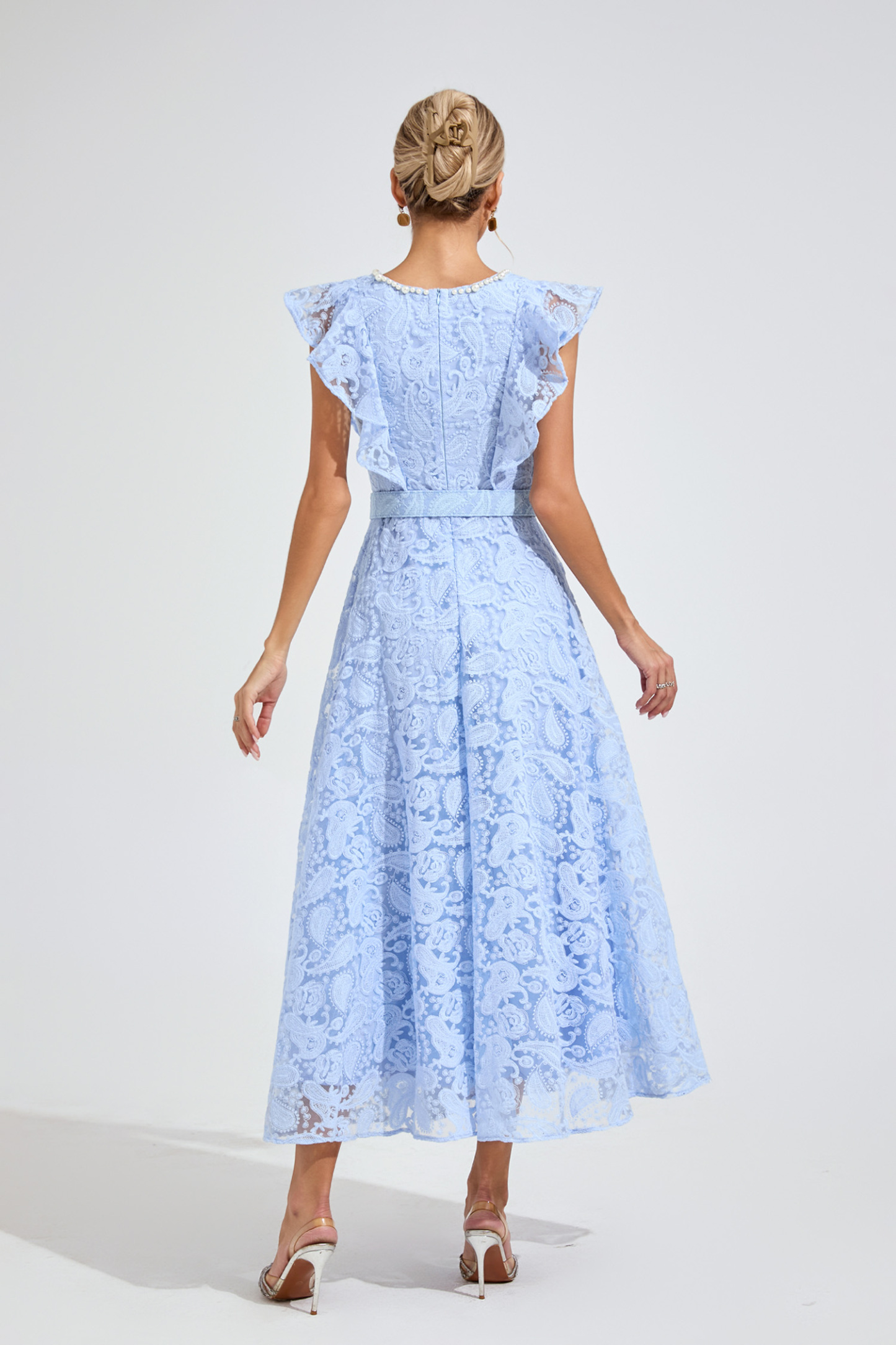 Greene Sapphire Blue Wrap Midi Dress