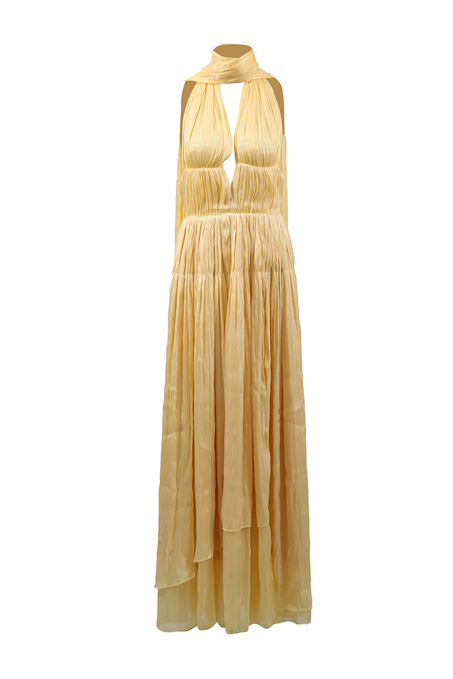 Ferguson Yellow Halter Pleated Dress