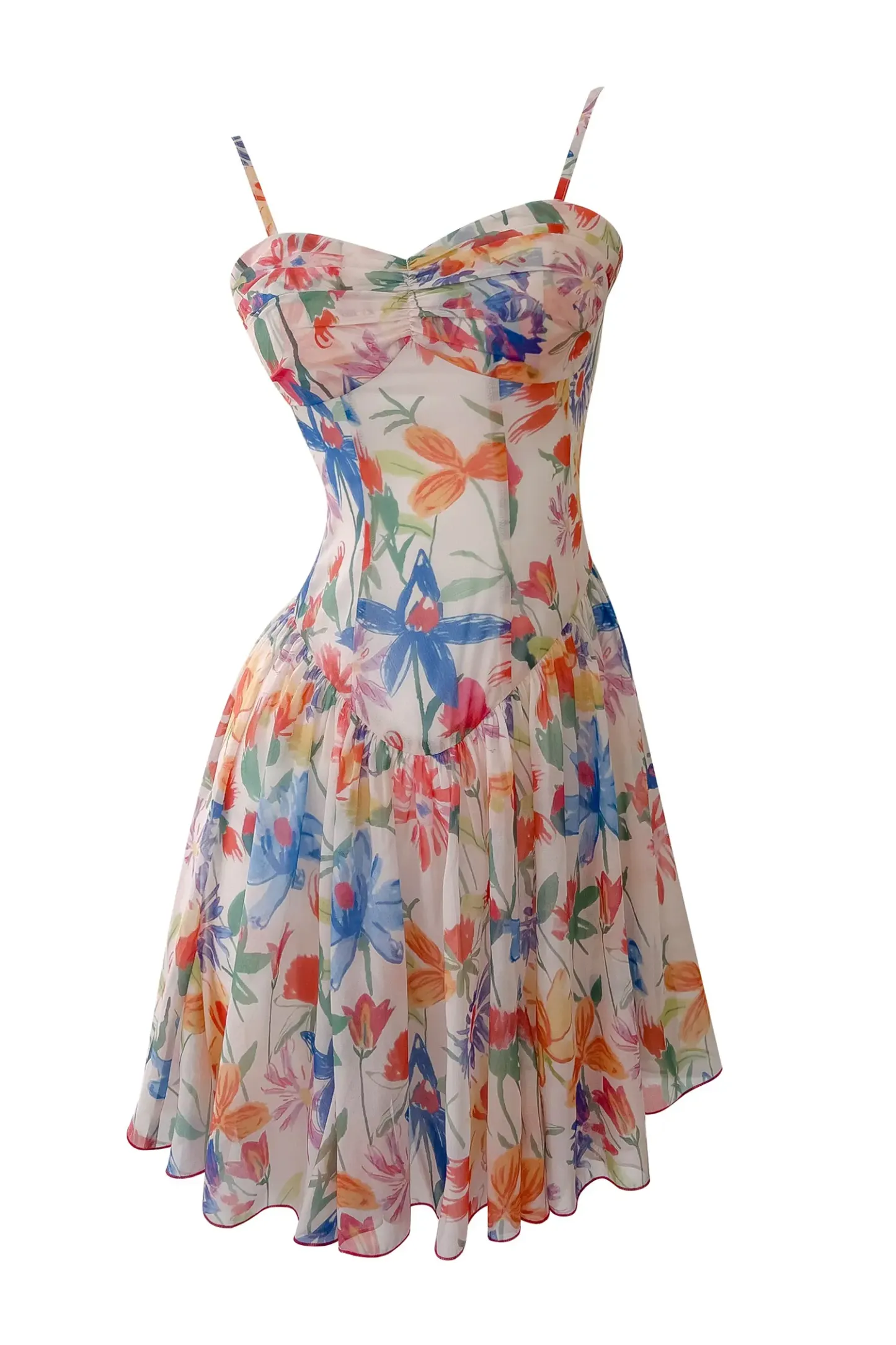 Albert Orange Flower Mini Slip Dress