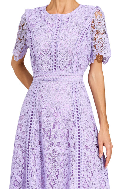 Gordon Purple Lace Cut Out Midi Dress