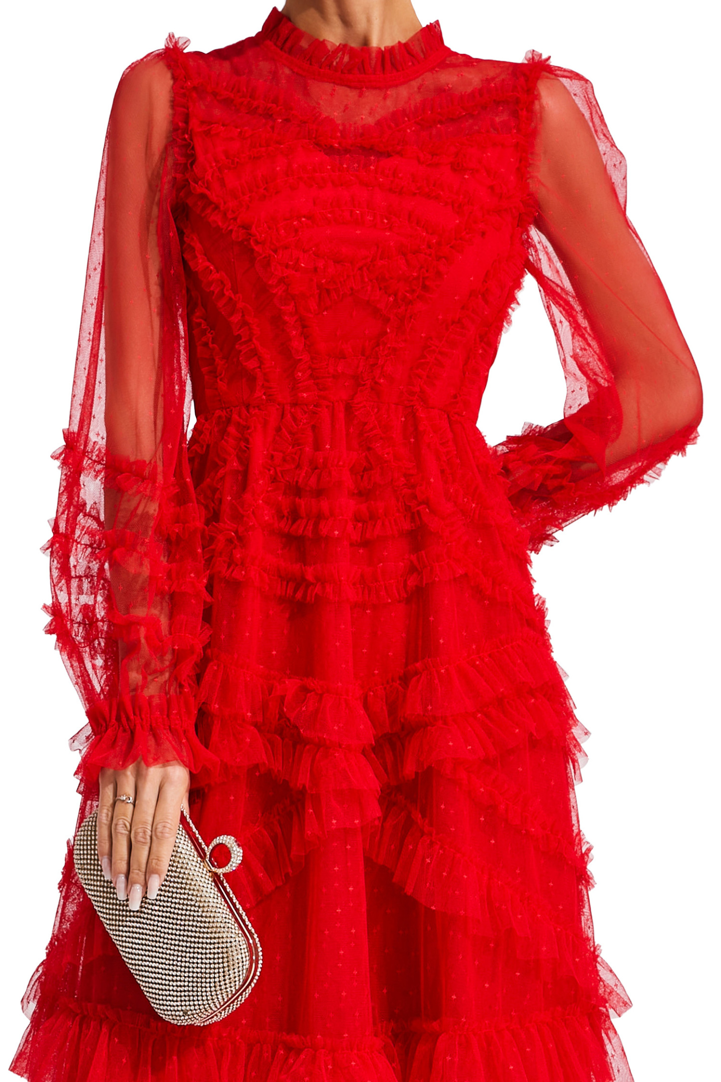 Malan Red Floral Long Sleeve Dress