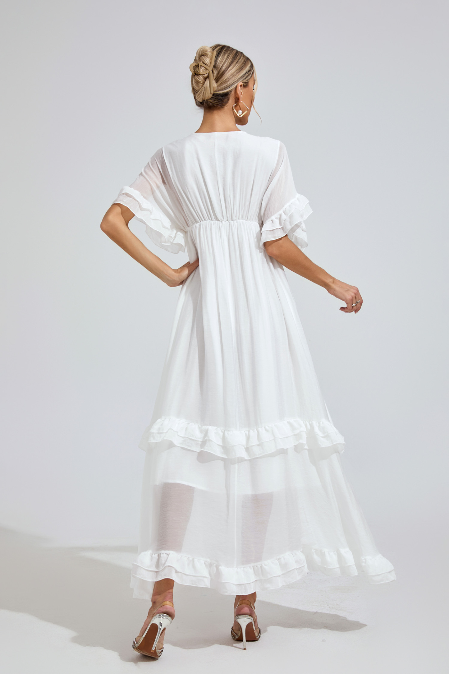 Taylor White A-line Skater Dress