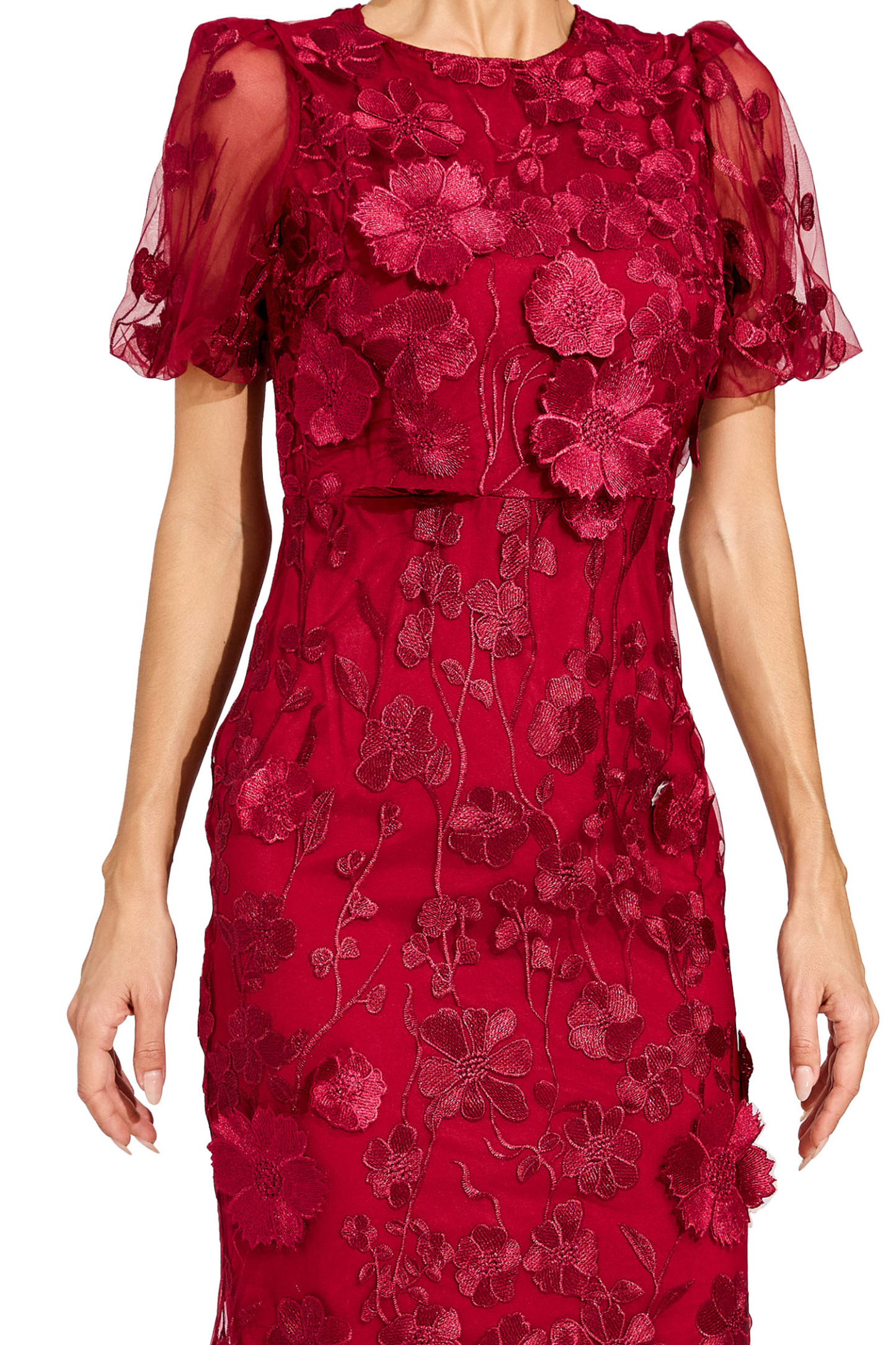 Marner Red Flower Mesh Dress