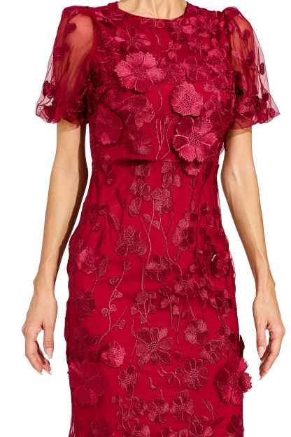 Marner Red Flower Mesh Dress