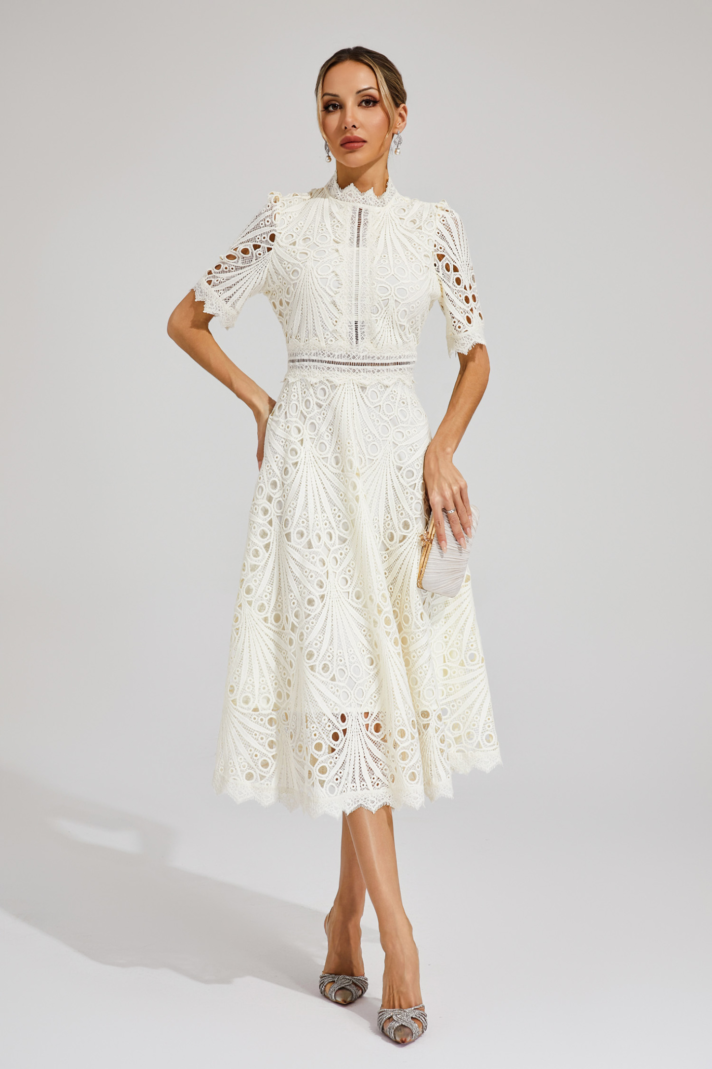 Venus White Cut Out Midi Dress