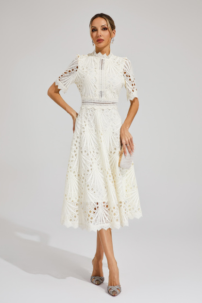 Venus White Cut Out Midi Dress