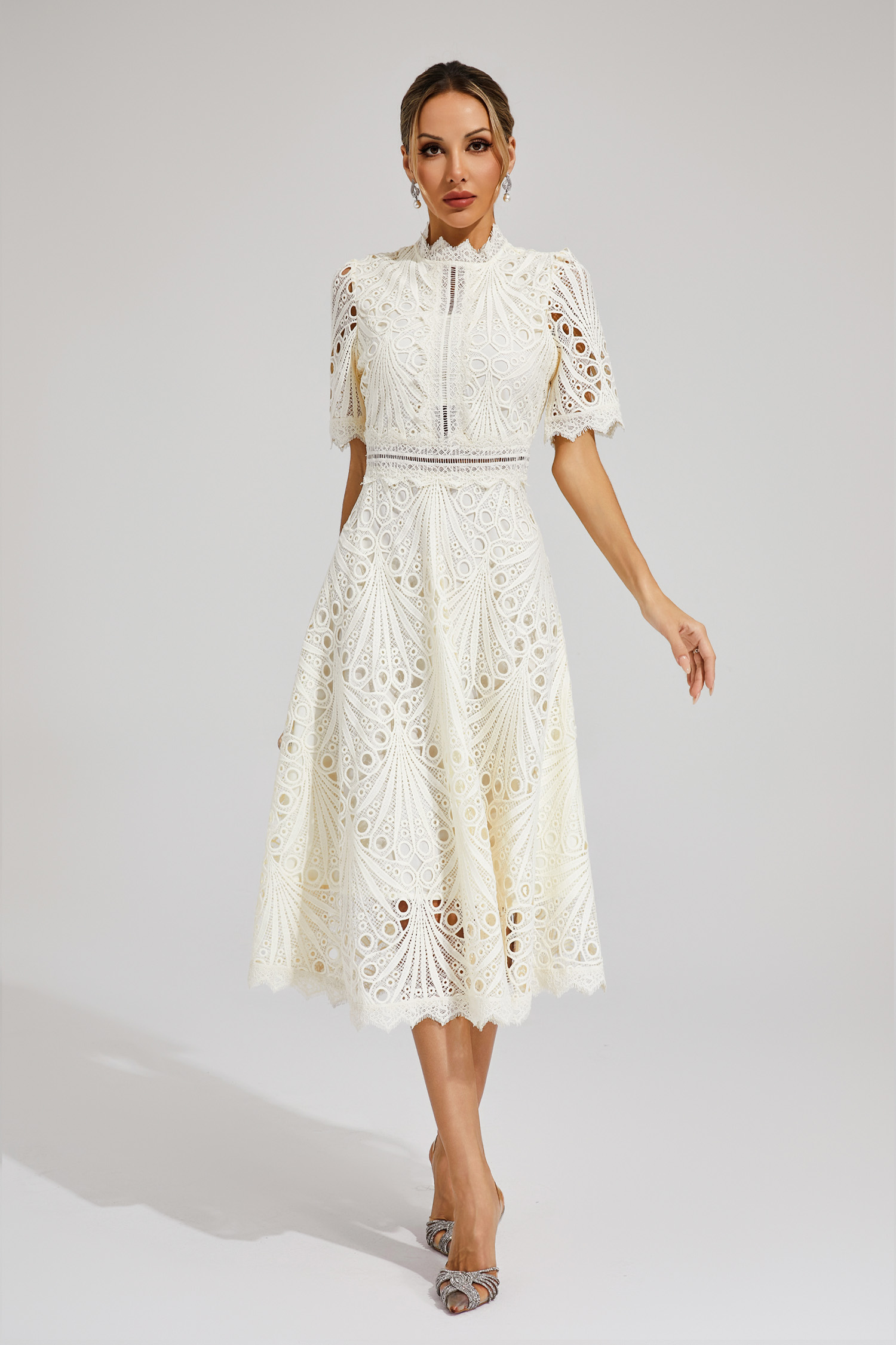 Venus White Cut Out Midi Dress
