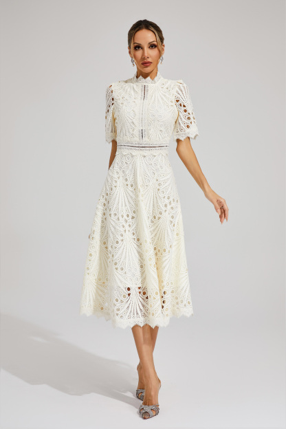 Venus White Cut Out Midi Dress