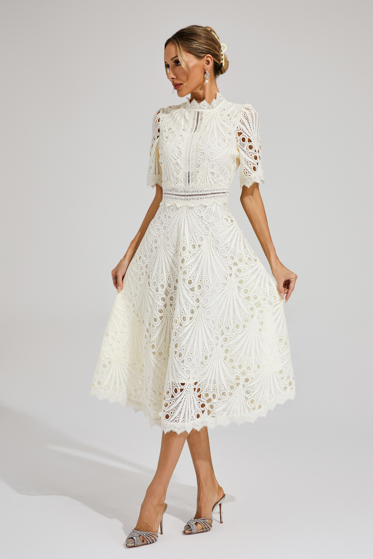 Venus White Cut Out Midi Dress