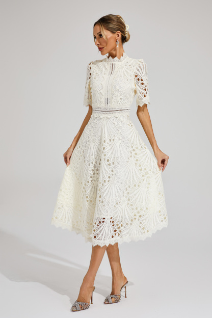 Venus White Cut Out Midi Dress