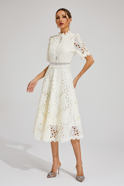 Venus White Cut Out Midi Dress