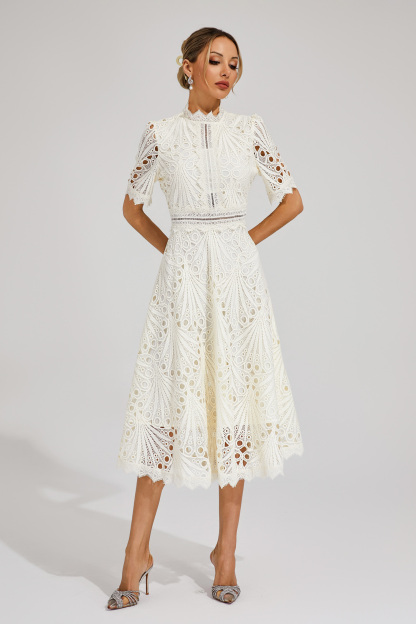 Venus White Cut Out Midi Dress