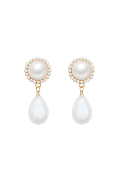 Alva White Pear Earrings