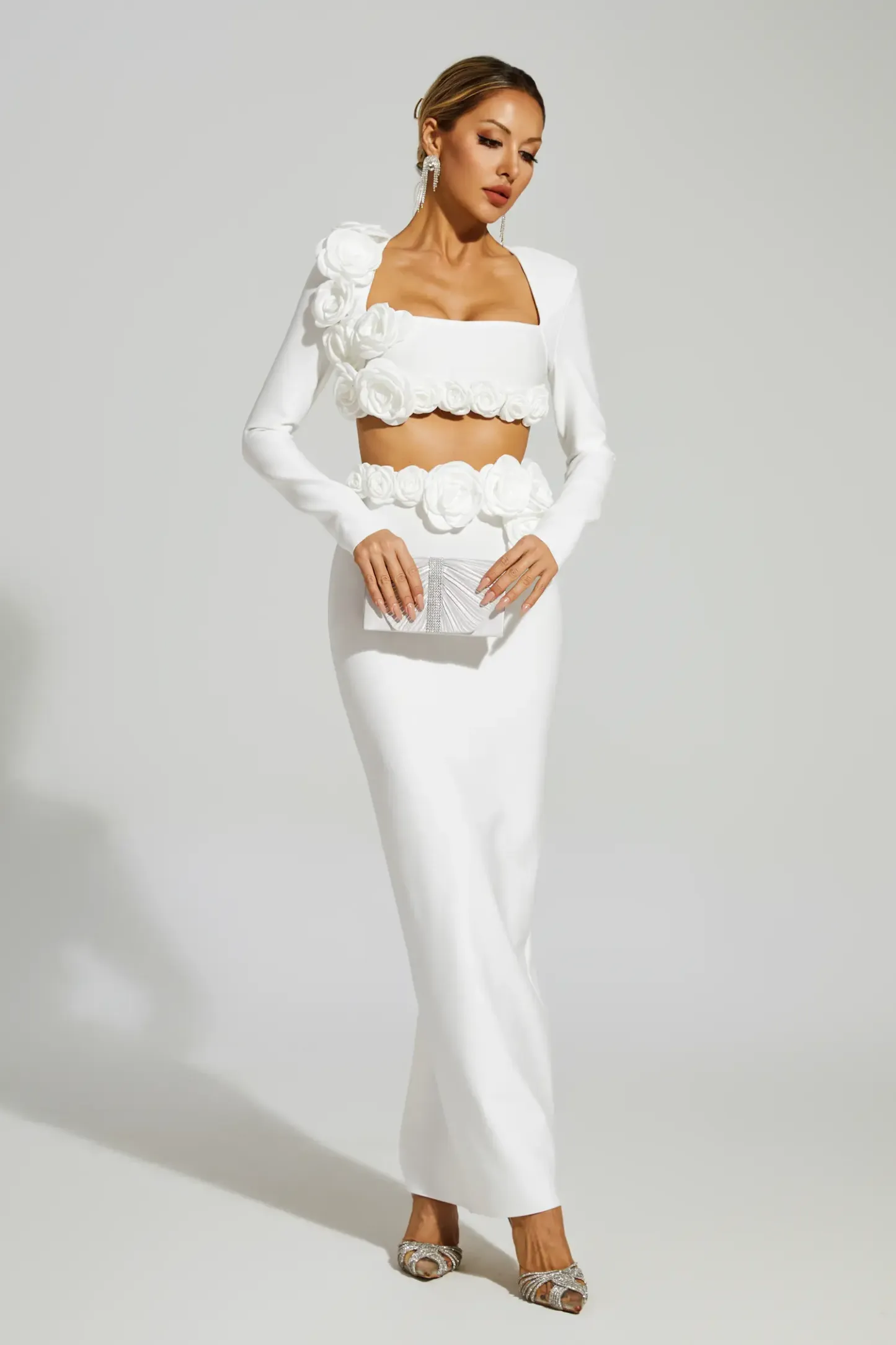 Lilac White Rose Flower Set