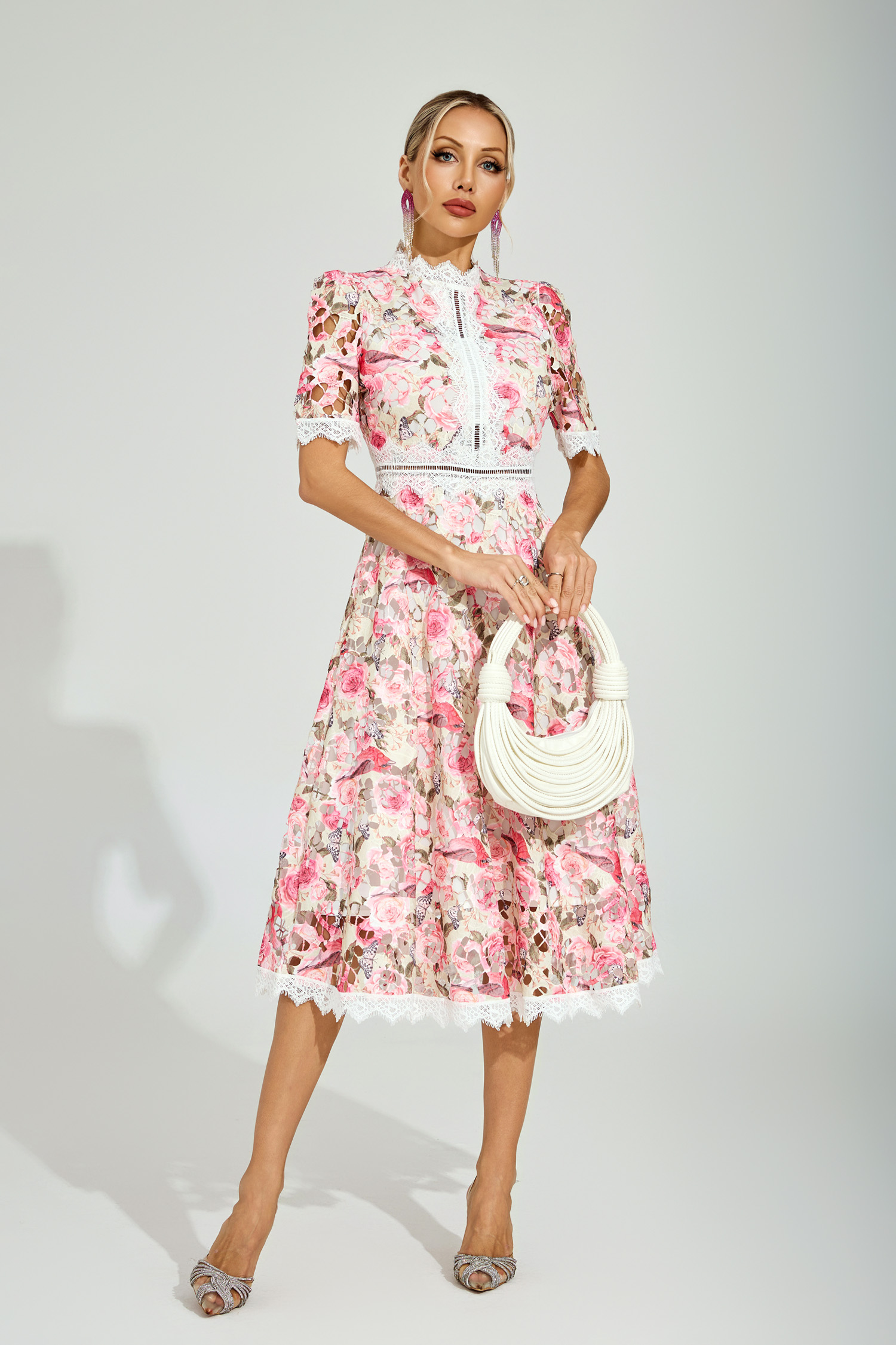 Myrna Floral Lace Midi Dress