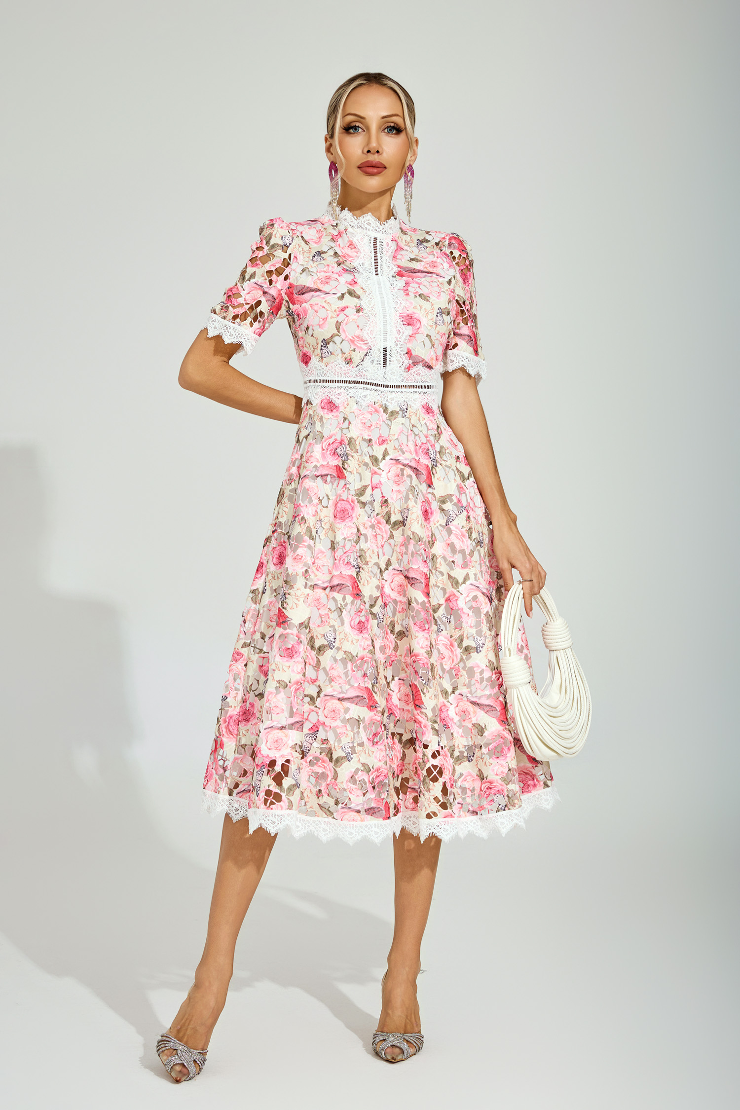 Myrna Floral Lace Midi Dress