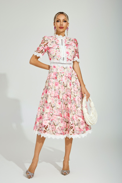 Myrna Floral Lace Midi Dress